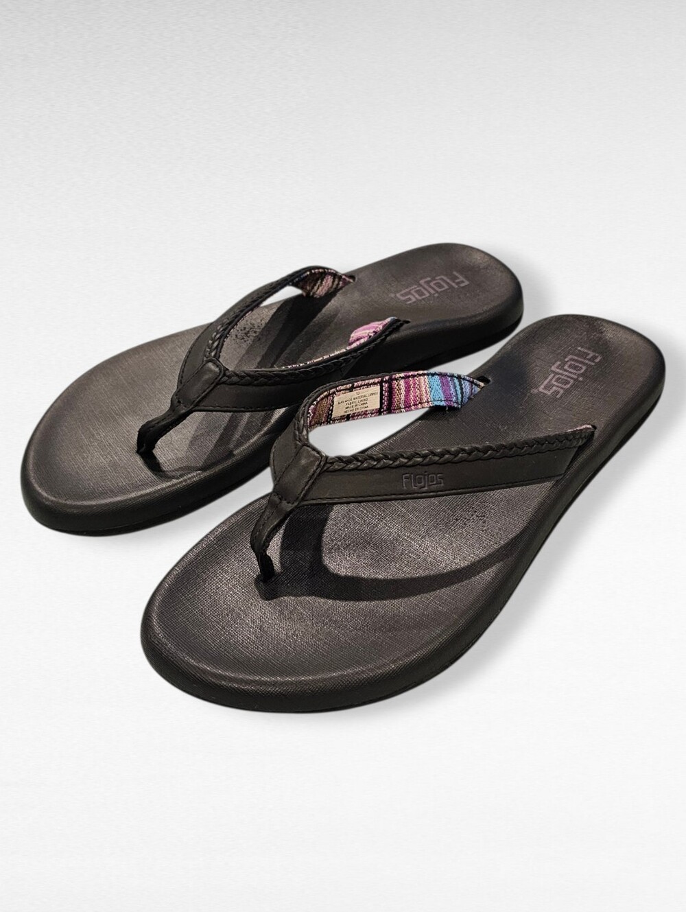 Flojos Women's Black Flip Flops Size 10